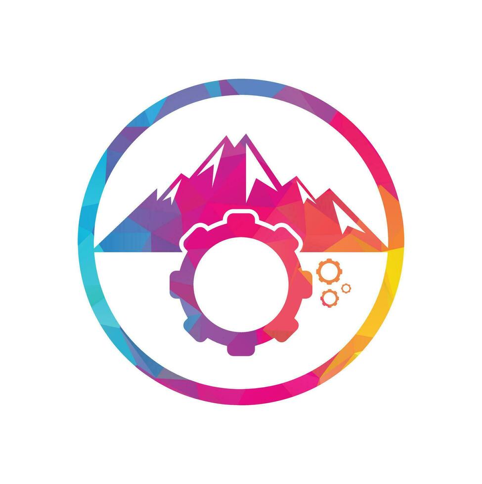 montagna Ingranaggio logo icona design. vettore