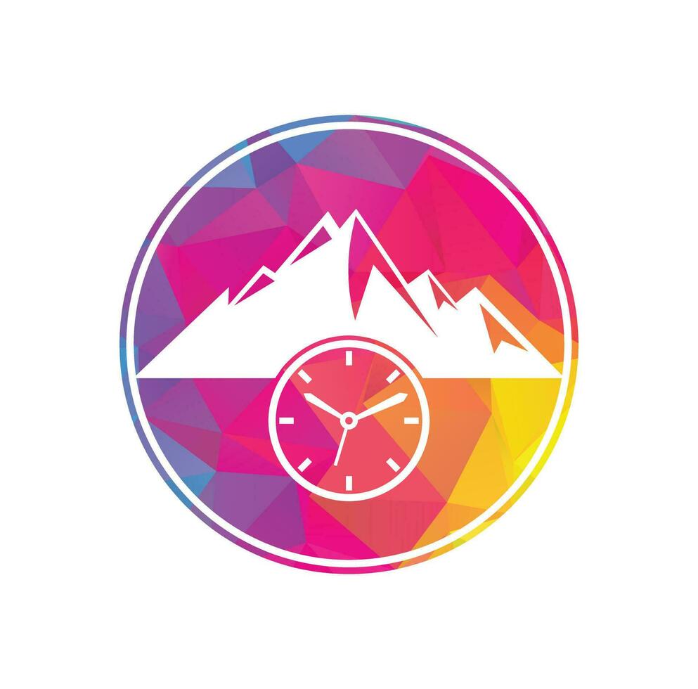 tempo montagna logo icona design. avventura tempo logo modello illustrazione. vettore