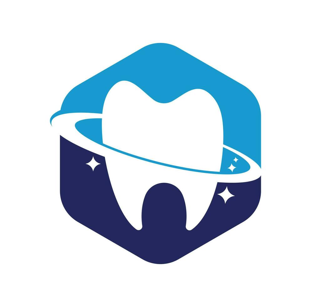 dentale pianeta vettore logo design. odontoiatria clinica vettore logo concetto.