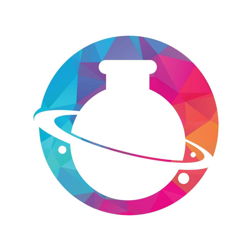 laboratorio pianeta logo modello design. creativo orbita lavoro duro e faticoso laboratorio astratto logo design modello vettore illustrazione.
