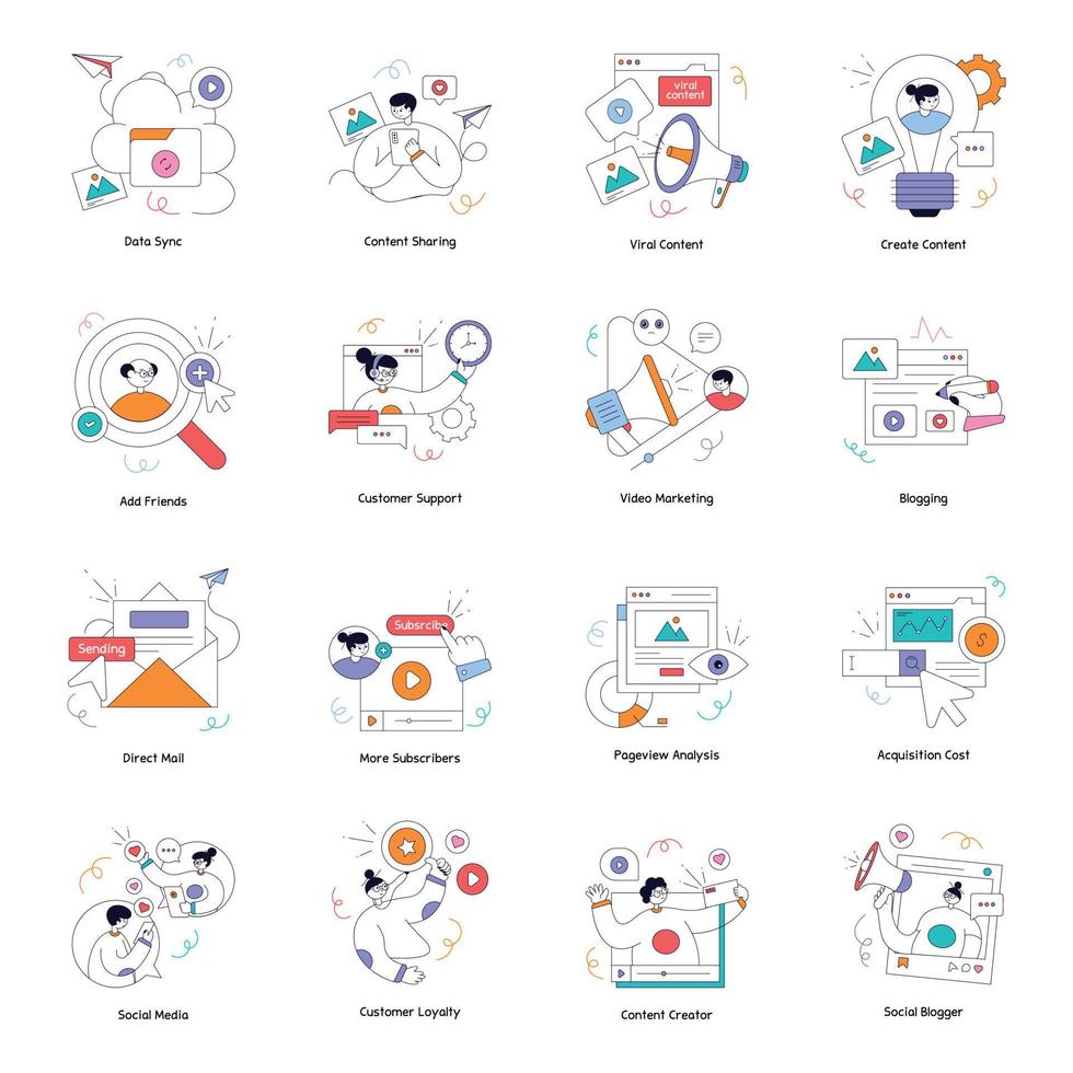 imballare di media piattaforma piatto illustrazioni vettore