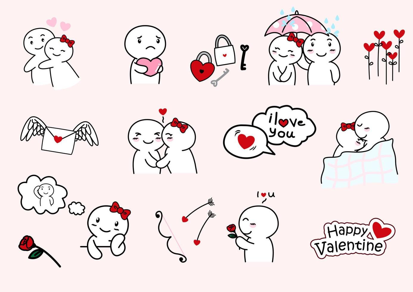 cartone animato personaggio emotivo di amore con simboli isolato su rosa sfondo. vettore