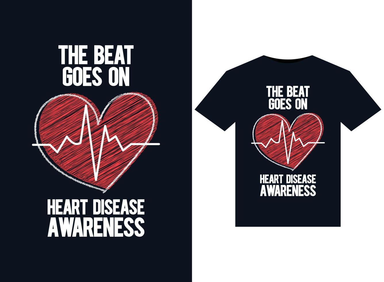 il battere va su cuore malattia consapevolezza illustrazioni per pronti per la stampa magliette design vettore