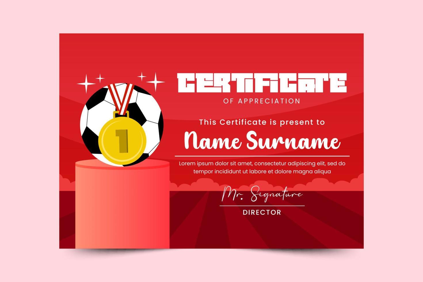 calcio torneo, sport evento certificato design modello facile per personalizzare semplice e elegante design vettore