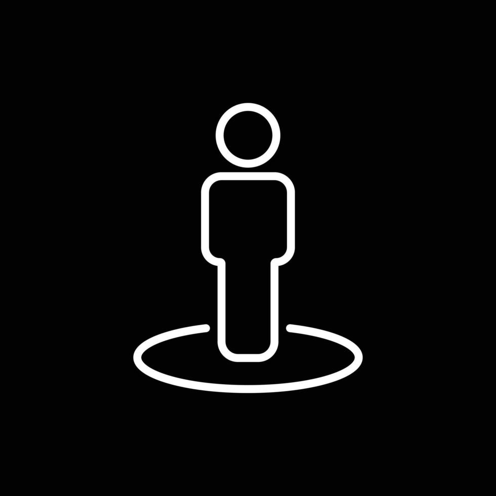 eps10 bianca vettore strada Visualizza o persona nel cerchio linea icona o logo isolato su nero sfondo. umano Posizione simbolo nel un' semplice piatto di moda moderno stile per il tuo sito web disegno, e mobile App