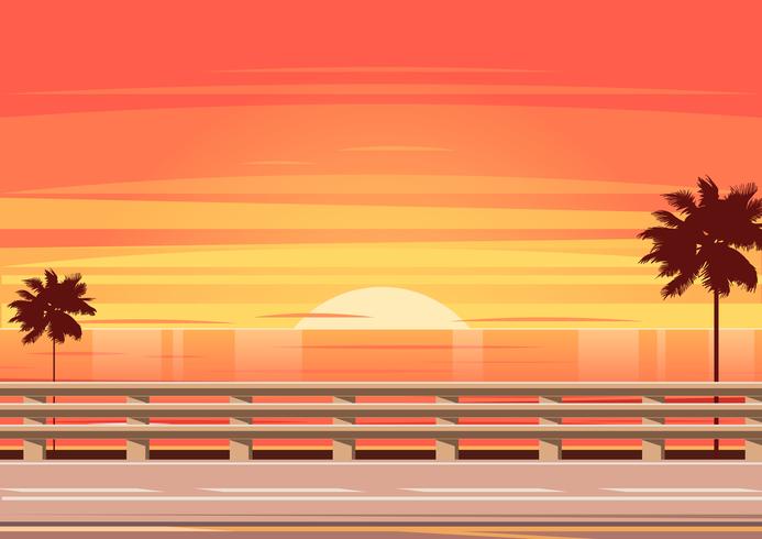 Beach Road with Guardrail Vector