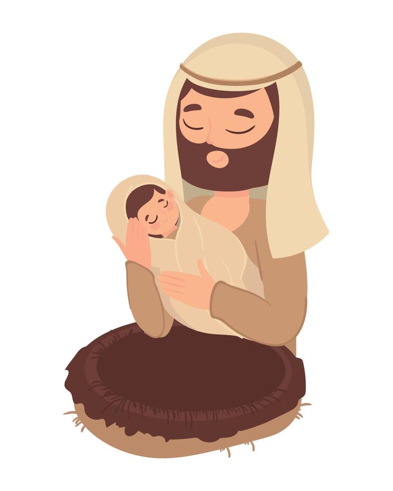 Giuseppe trasporto un' bambino Gesù vettore