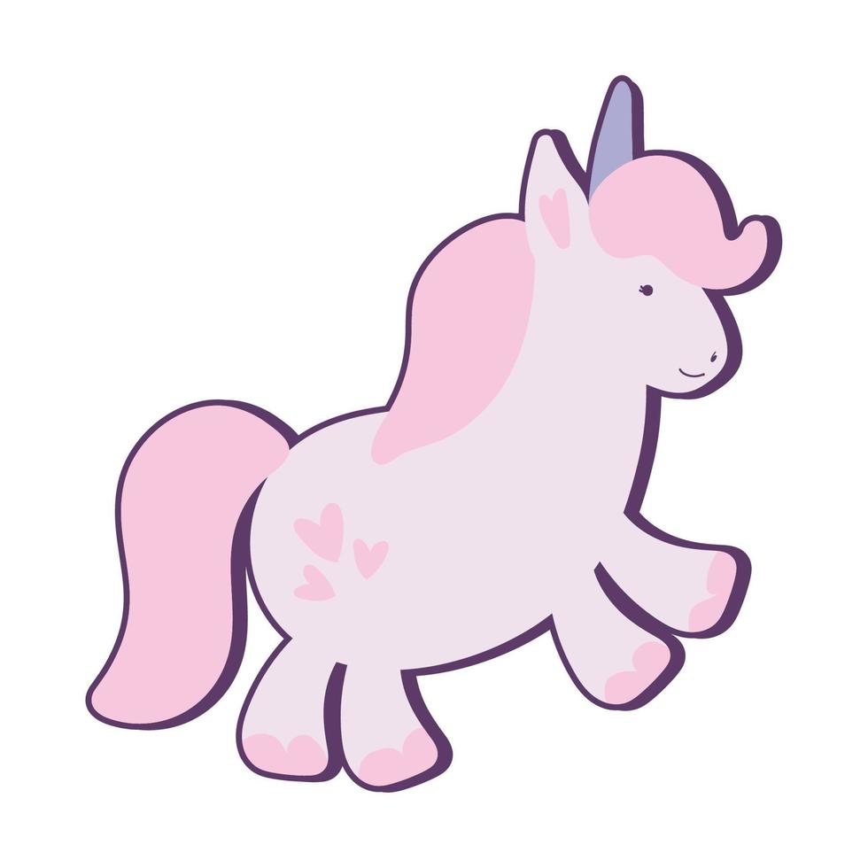 kawaii rosa unicorno vettore