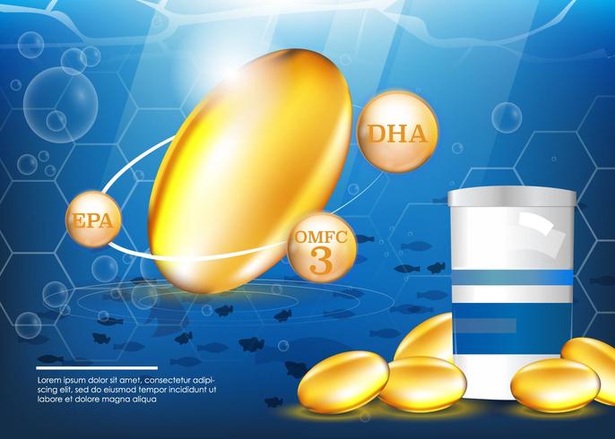 Vettore di supplementi di olio di pesce