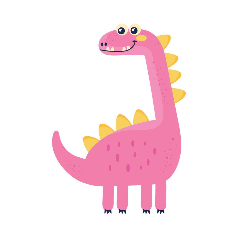 simpatico dinosauro rosa vettore