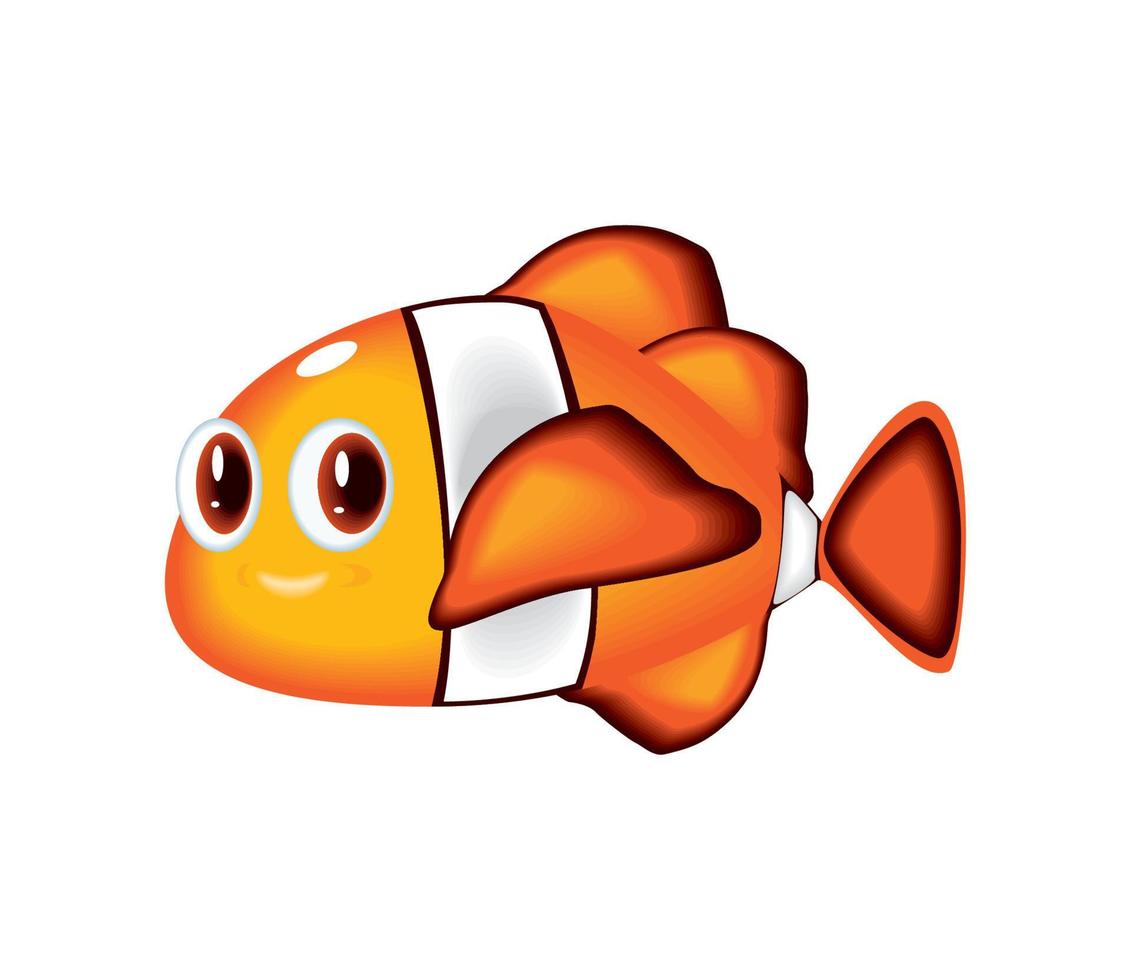 pesce pagliaccio cartone animato icona vettore