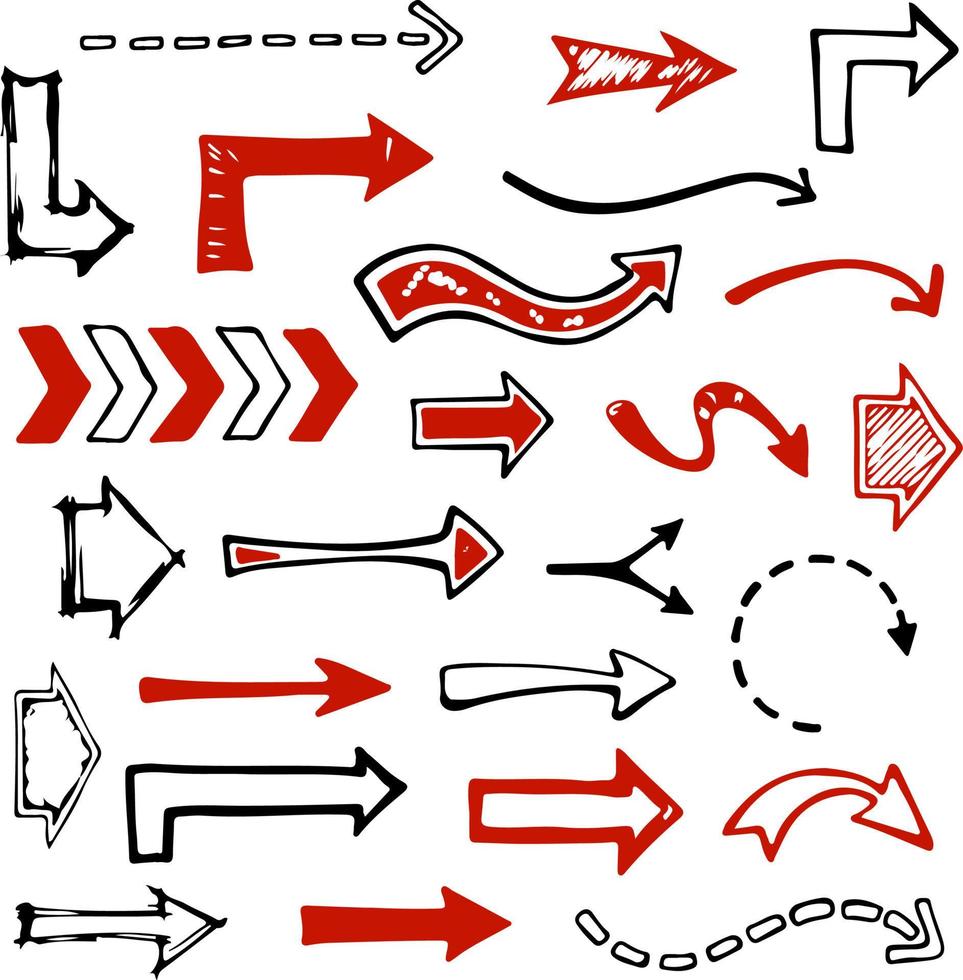 impostato di mano disegnato frecce scarabocchi vettore