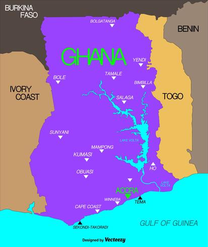 Mappa del Ghana vettoriale