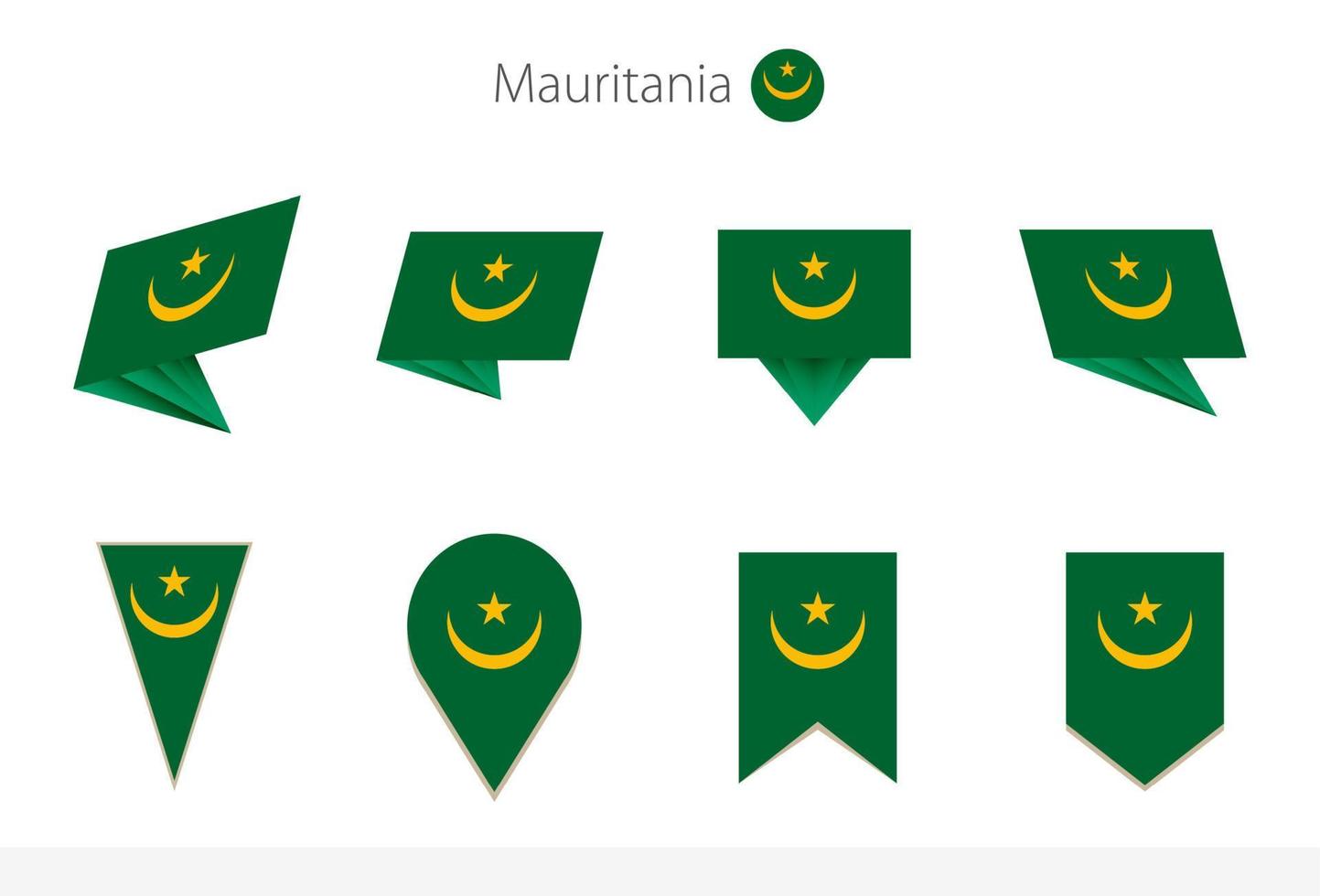 mauritania nazionale bandiera collezione, otto versioni di mauritania vettore bandiere.