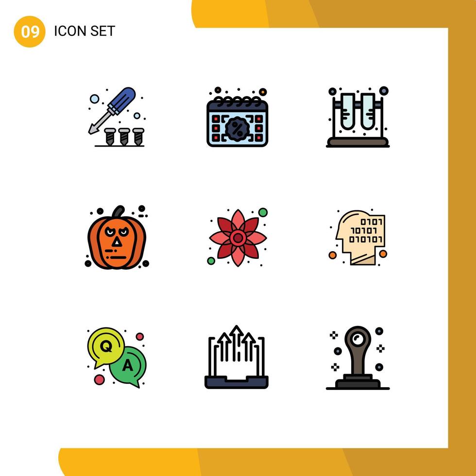 impostato di 9 moderno ui icone simboli segni per pauroso Halloween vendita viso scienza modificabile vettore design elementi