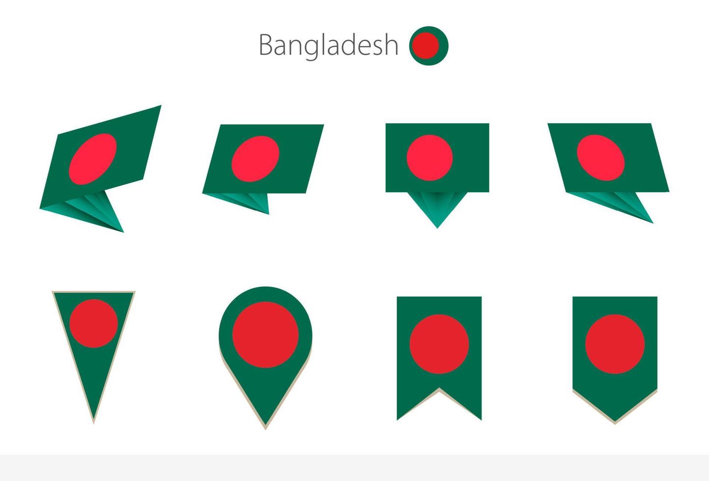 bangladesh nazionale bandiera collezione, otto versioni di bangladesh vettore bandiere.