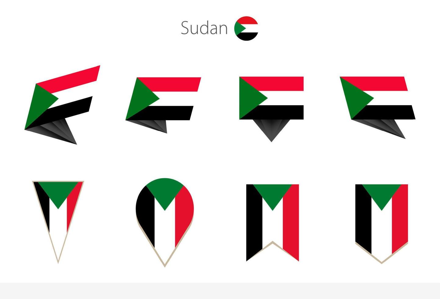 Sudan nazionale bandiera collezione, otto versioni di Sudan vettore bandiere.