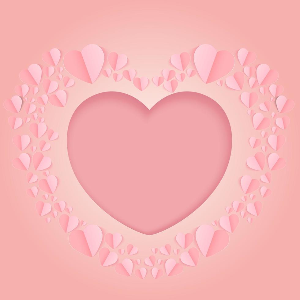 carta tagliare concetto nel forma di cuore su rosa sfondo. vettore simboli di amore per contento Da donna, di madre, San Valentino giorno, compleanno saluto carta design.