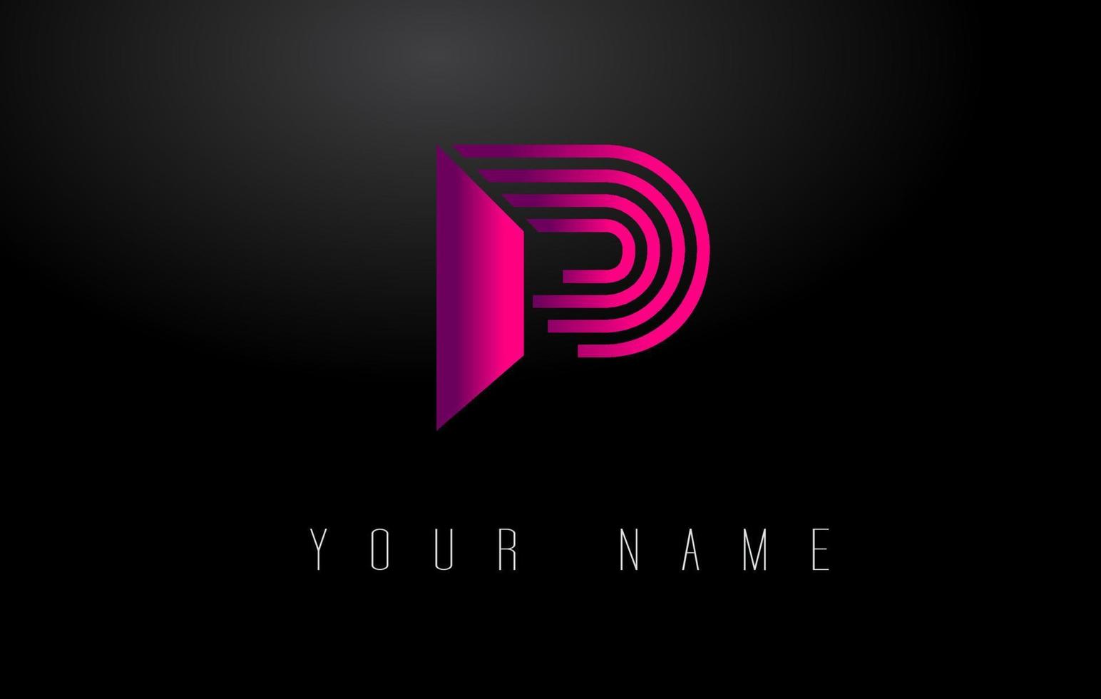 p magenta Linee lettera logo. creativo linea lettere vettore modello.