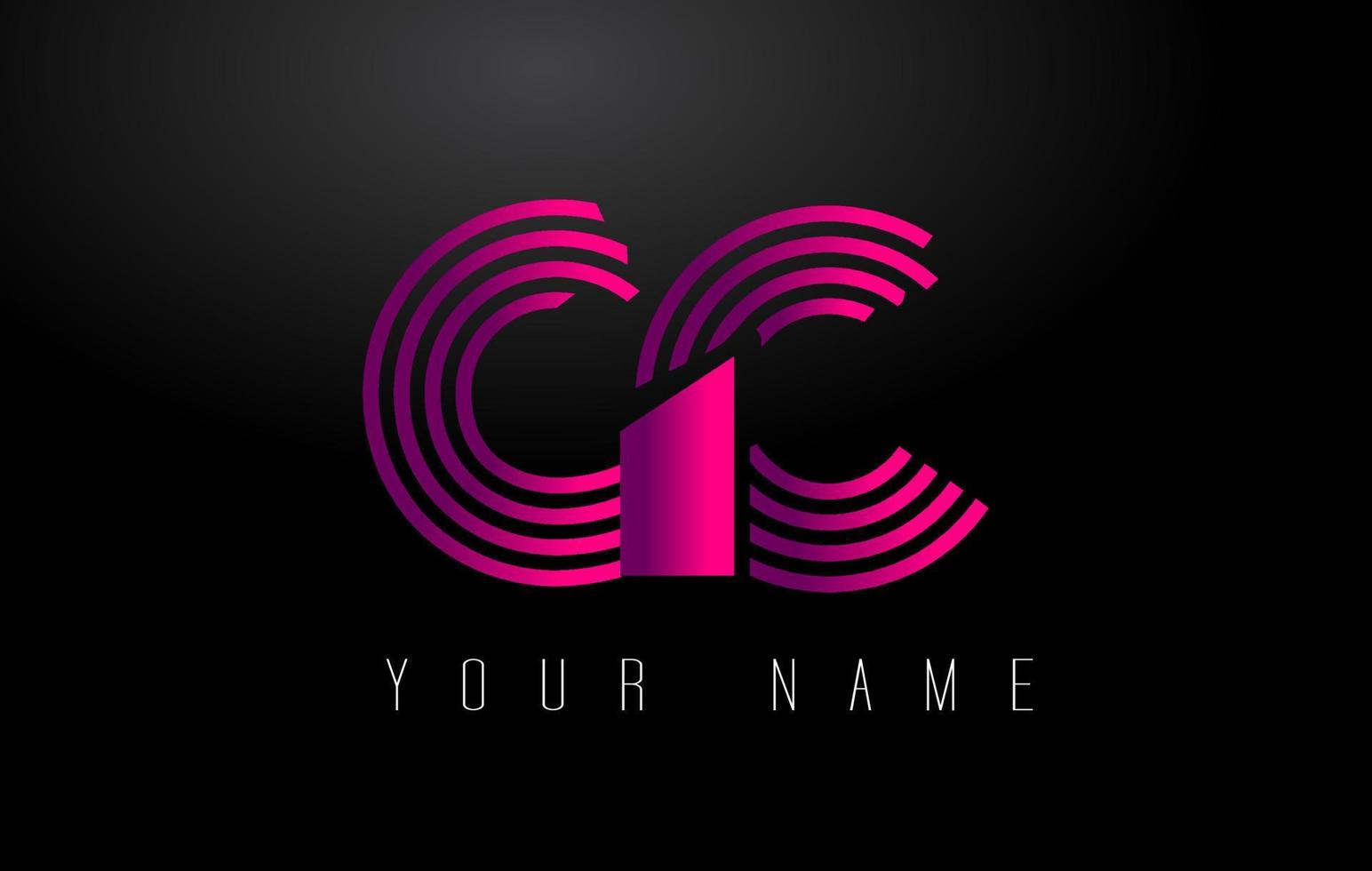 gc magenta Linee lettera logo. creativo linea lettere vettore modello.