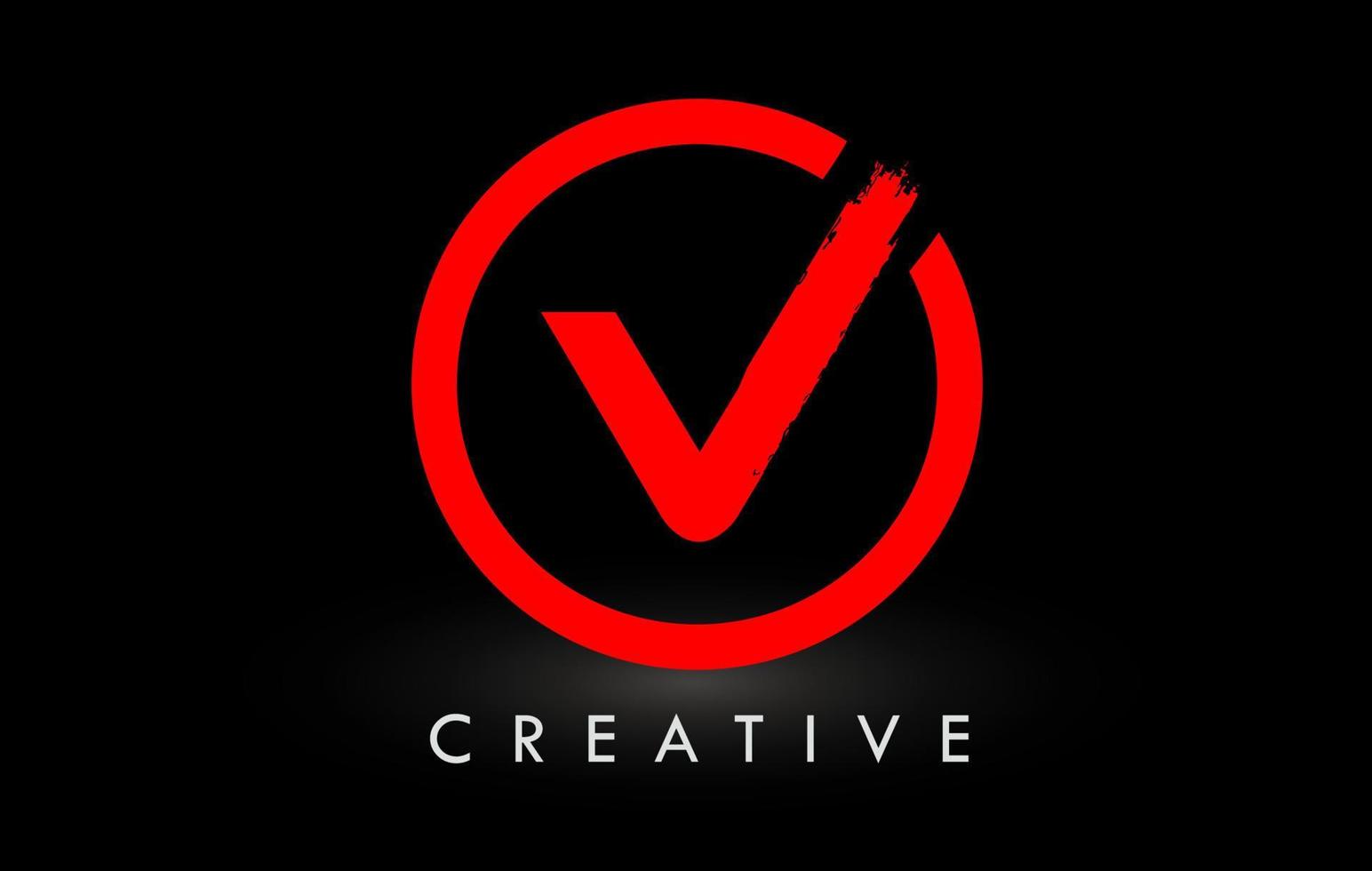 rosso v spazzola lettera logo design. creativo spazzolato lettere icona logo. vettore