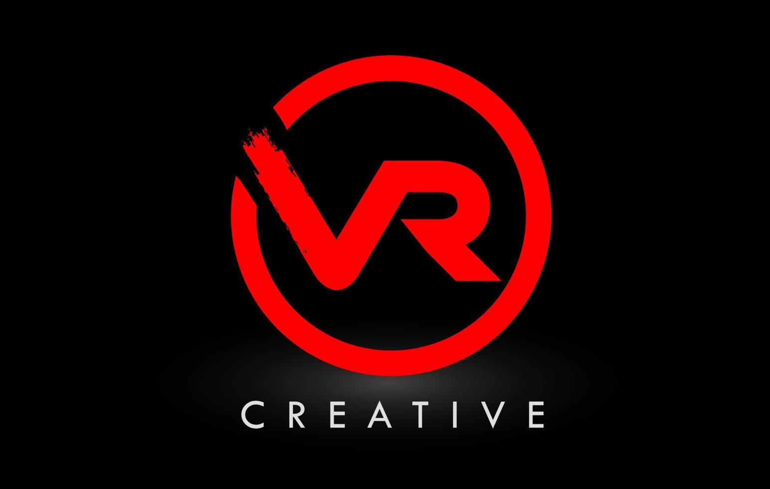 rosso vr spazzola lettera logo design. creativo spazzolato lettere icona logo. vettore