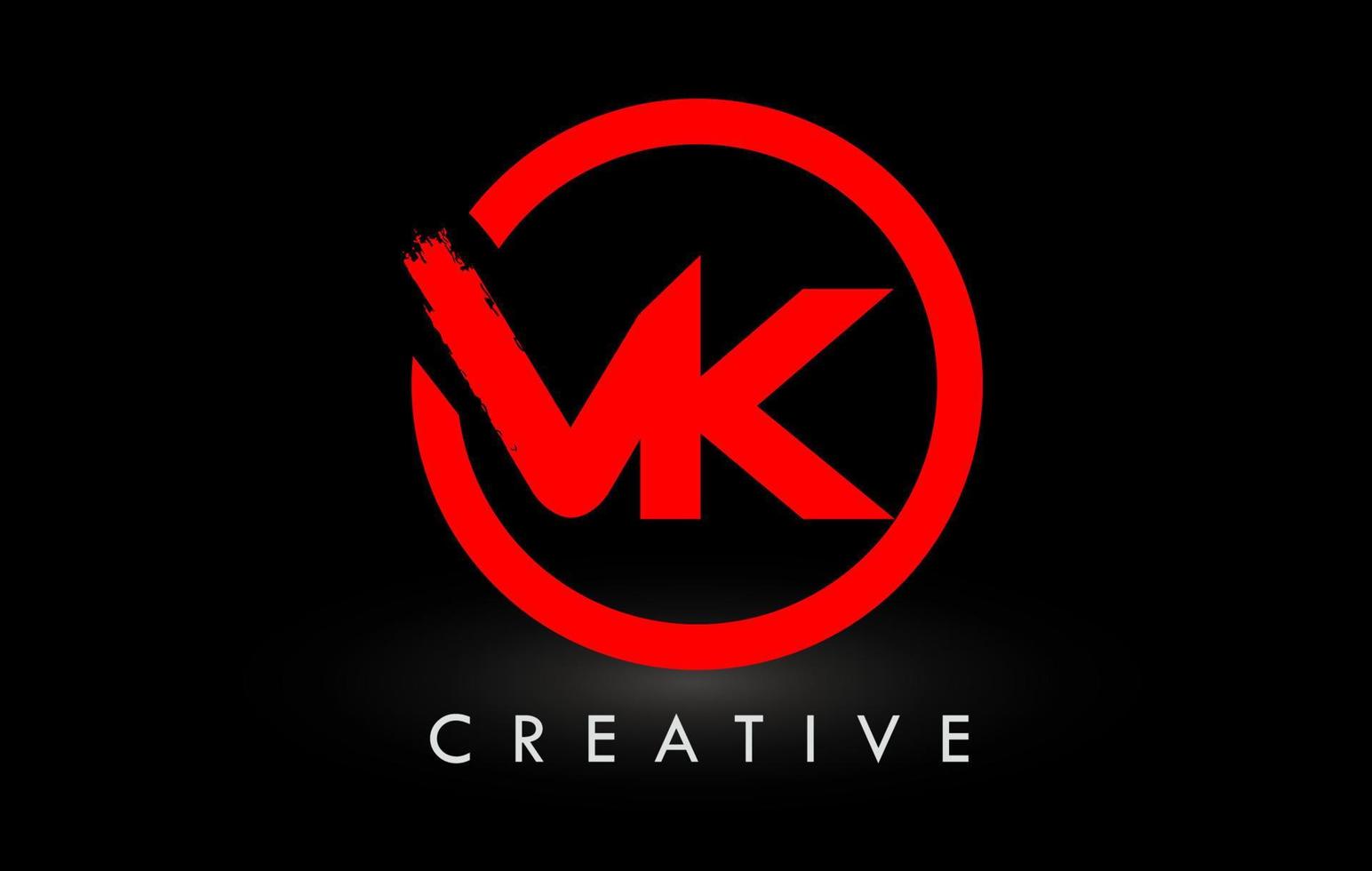 rosso vk spazzola lettera logo design. creativo spazzolato lettere icona logo. vettore