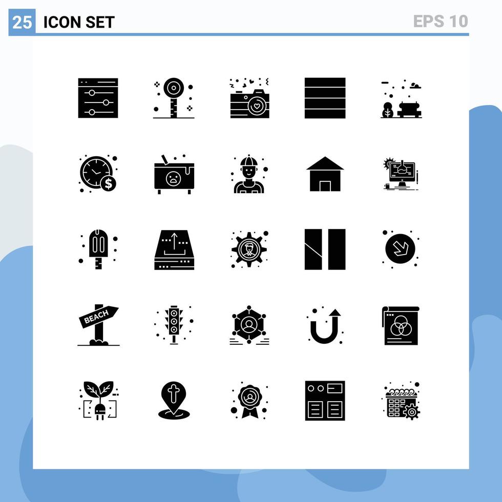 impostato di 25 moderno ui icone simboli segni per gestione parco telecamera panchina griglia modificabile vettore design elementi