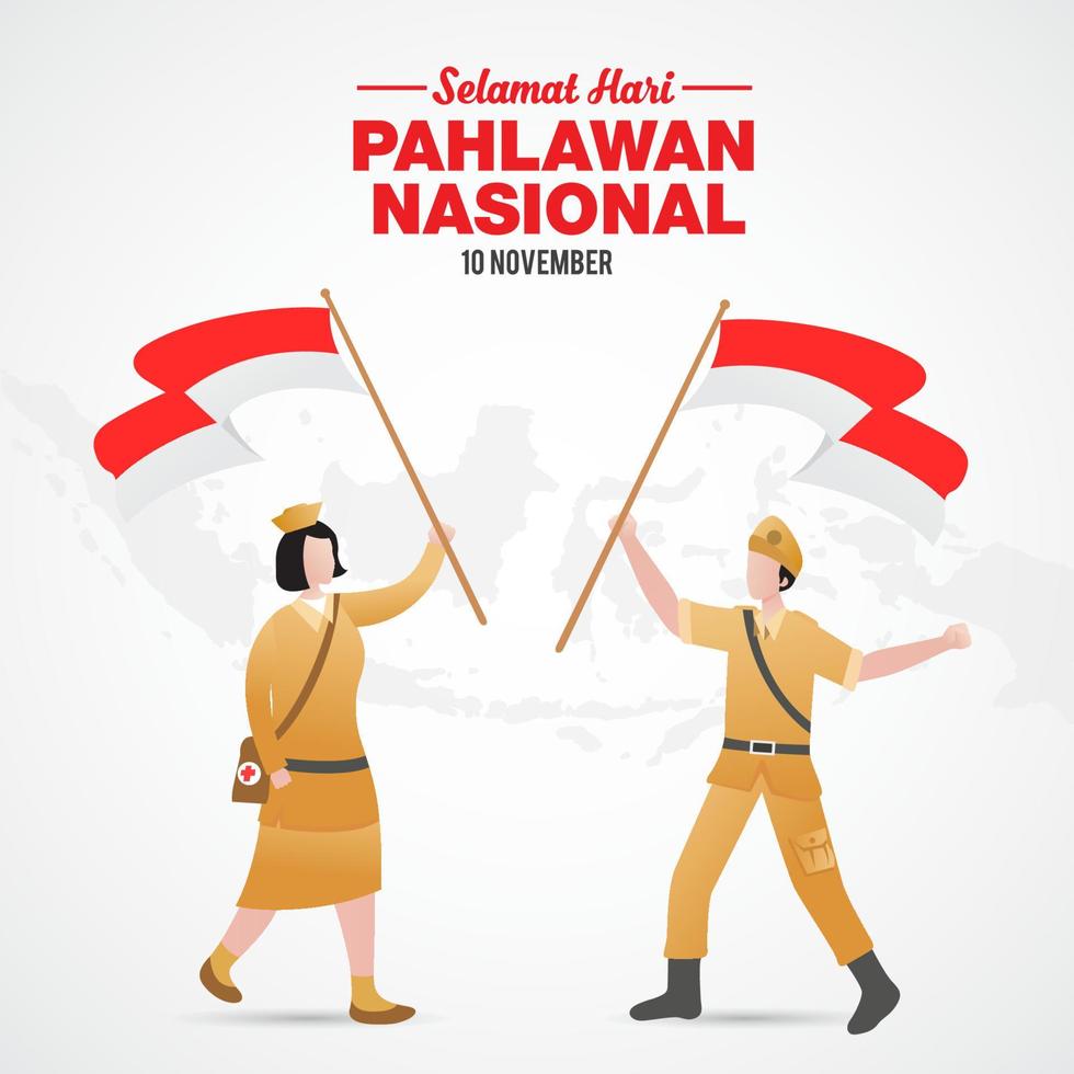 selamat hari pahlawan nazionale. traduzione, contento indonesiano nazionale vettore