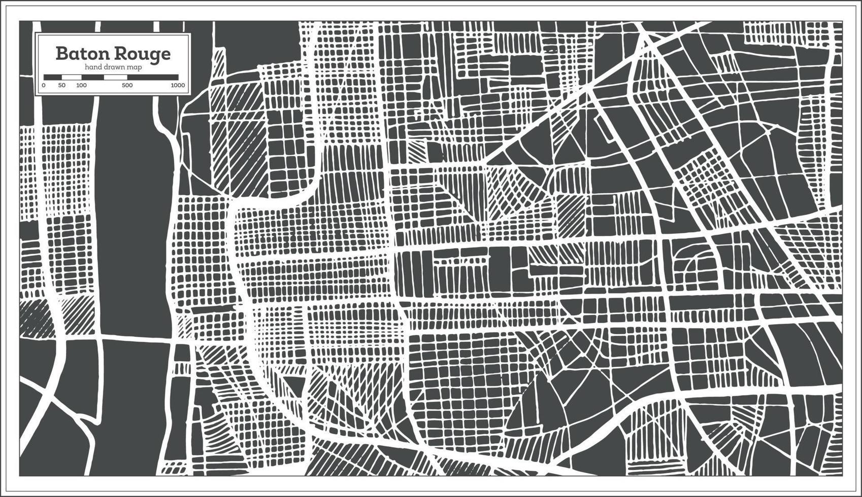 bastone rossetto Louisiana Stati Uniti d'America città carta geografica nel retrò stile. schema carta geografica. vettore