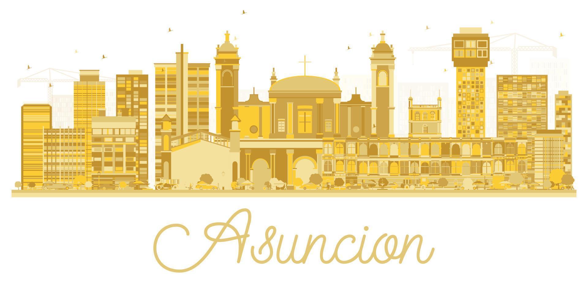 asuncion paraguay città orizzonte silhouette con d'oro edifici. vettore