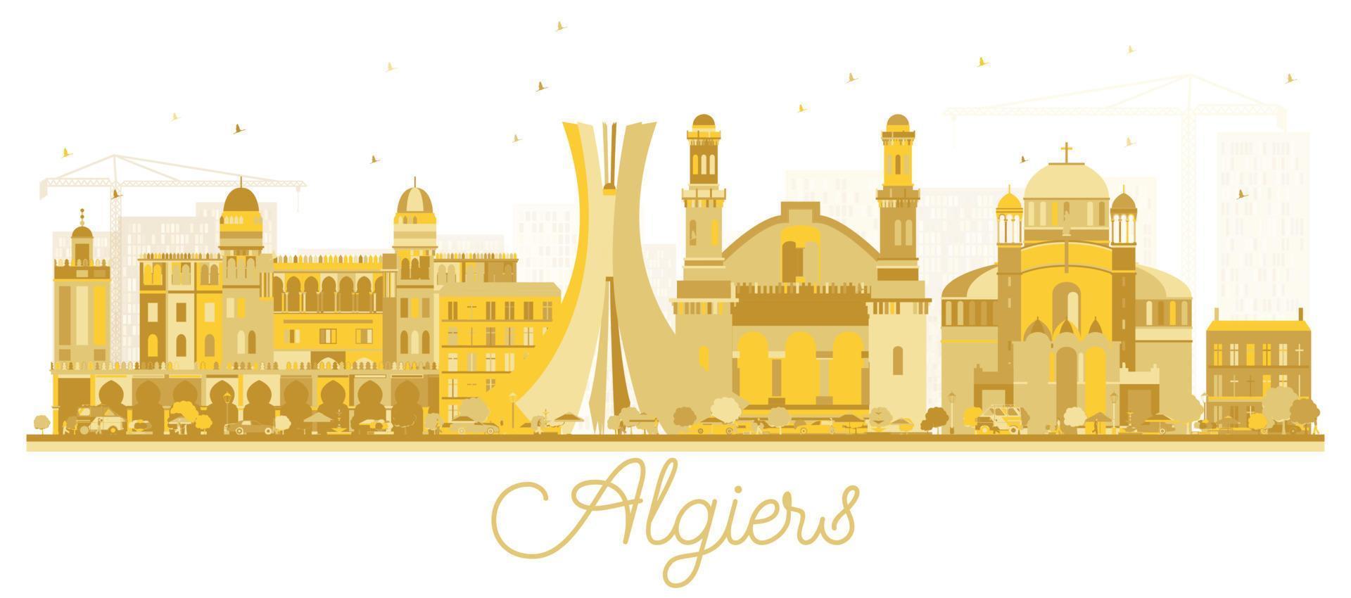 Algeri algeria città orizzonte d'oro silhouette. vettore