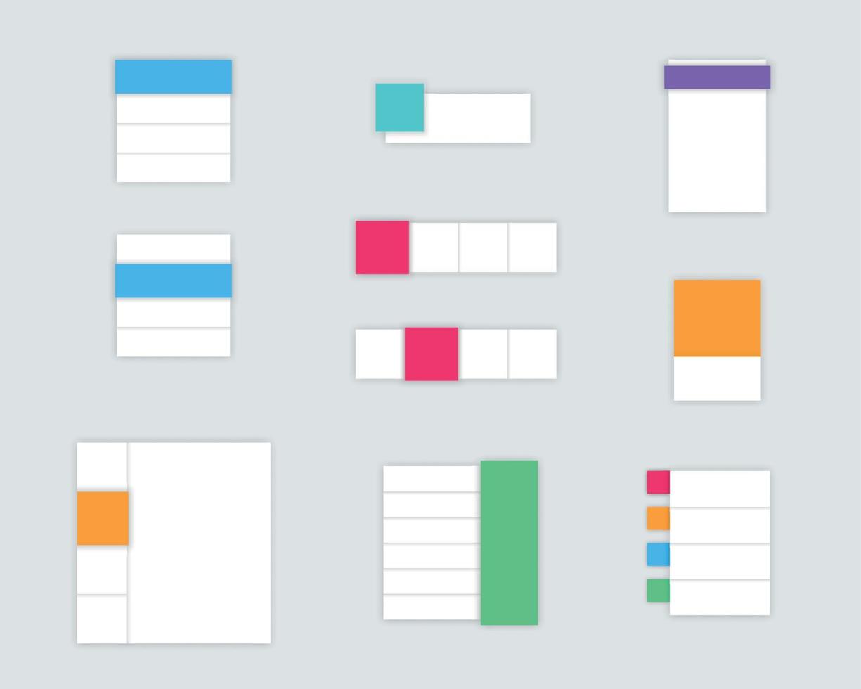 impostato di semplice colorato vettore testo scatole con ombre un'