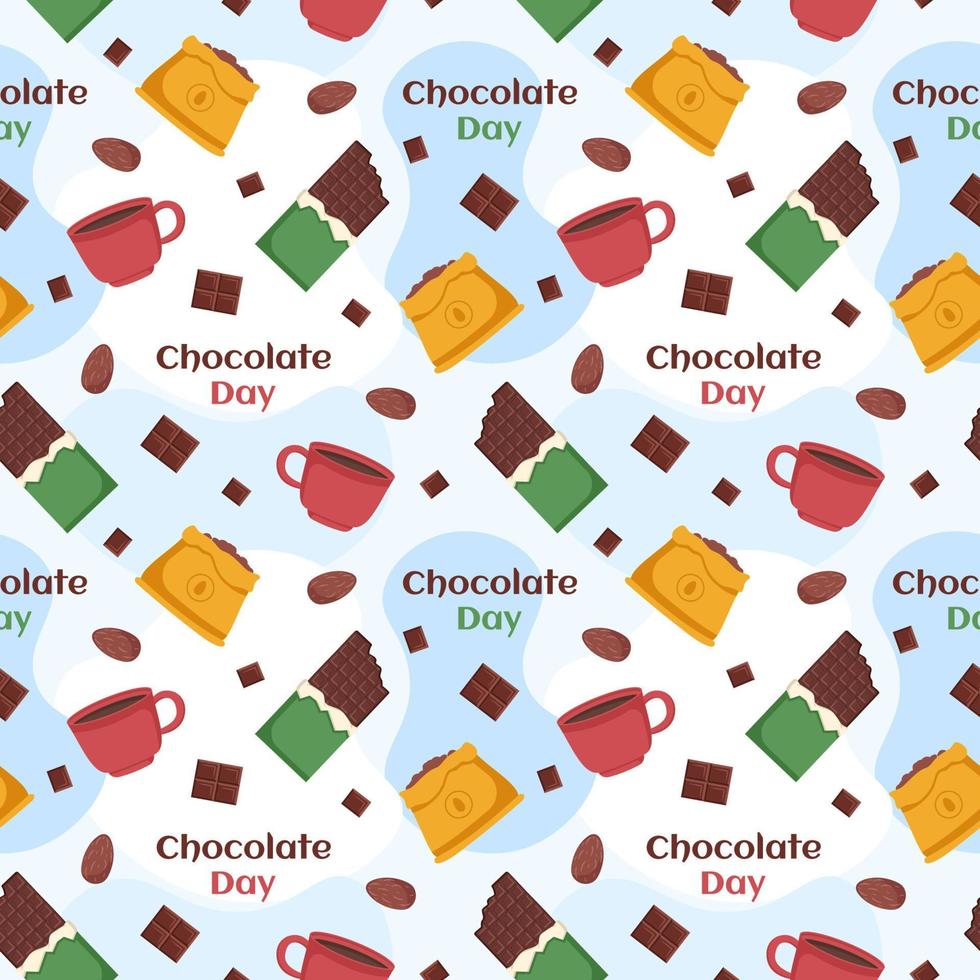 cioccolato senza soluzione di continuità modello design con choco decorazione nel modello mano disegnato cartone animato illustrazione vettore