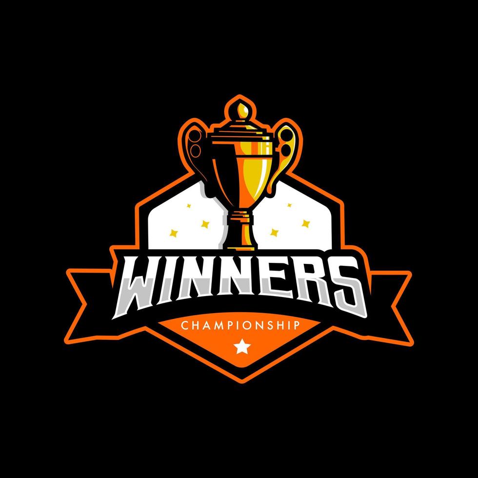 trofeo esport logo design vettore. vincitori campionato per gli sport e gioco vettore