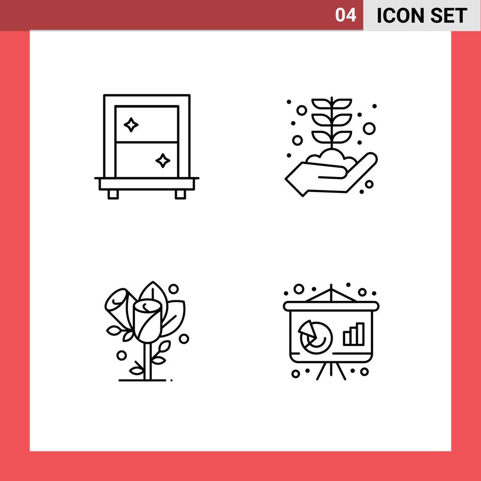 4 creativo icone moderno segni e simboli di finestra cuore attività commerciale crescita attività commerciale modificabile vettore design elementi