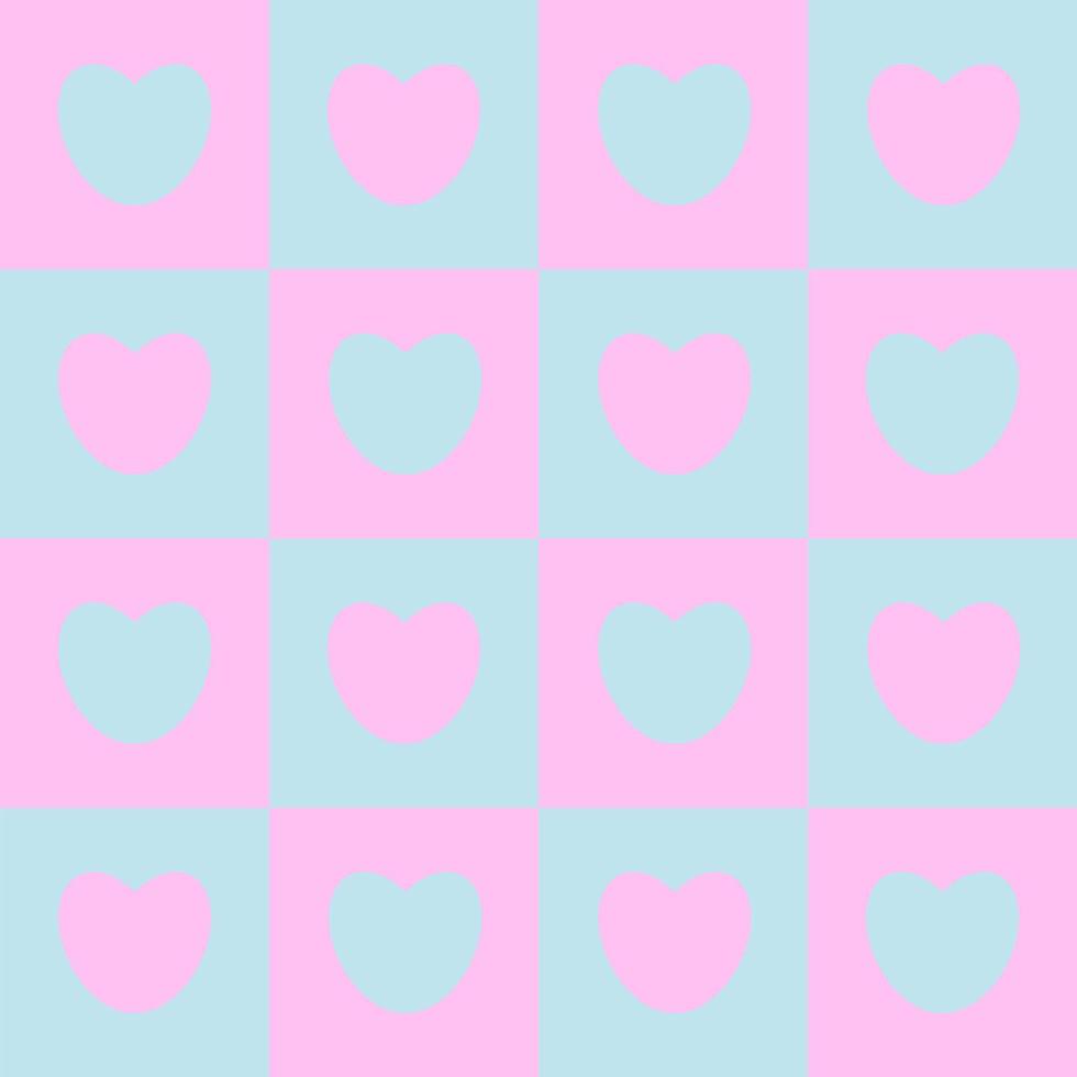 senza soluzione di continuità scacchi scatola pattern con rosa e blu tono colore di il cuore. astratto geometrico sfondo. vettore