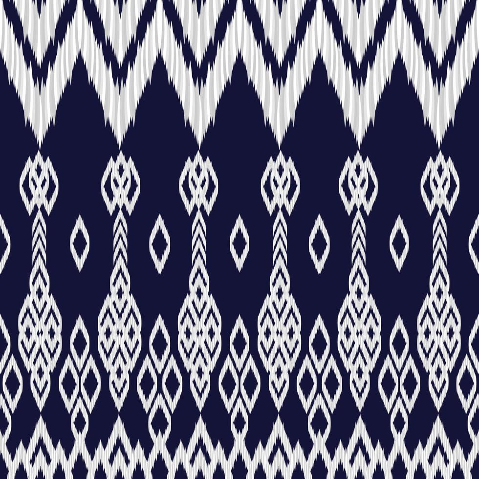 tessuto etnico ikat senza soluzione di continuità modello. geometrico diamante triangolo forma zigzag nero e bianca sfondo. ornato africano tribale ikat linea modelli. vettore illustrazione moderno retrò Vintage ▾ design.