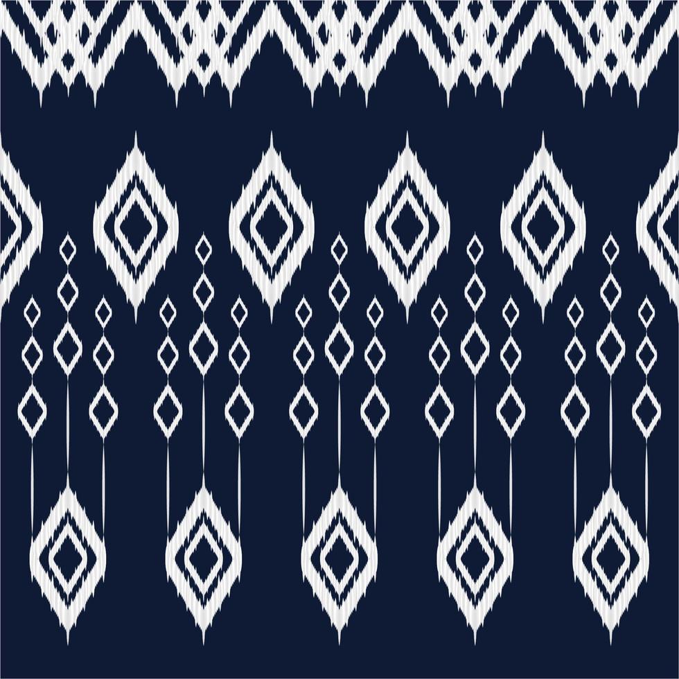 tessuto etnico ikat senza soluzione di continuità modello. geometrico diamante triangolo forma zigzag nero e bianca sfondo. ornato africano tribale ikat linea modelli. vettore illustrazione moderno retrò Vintage ▾ design.