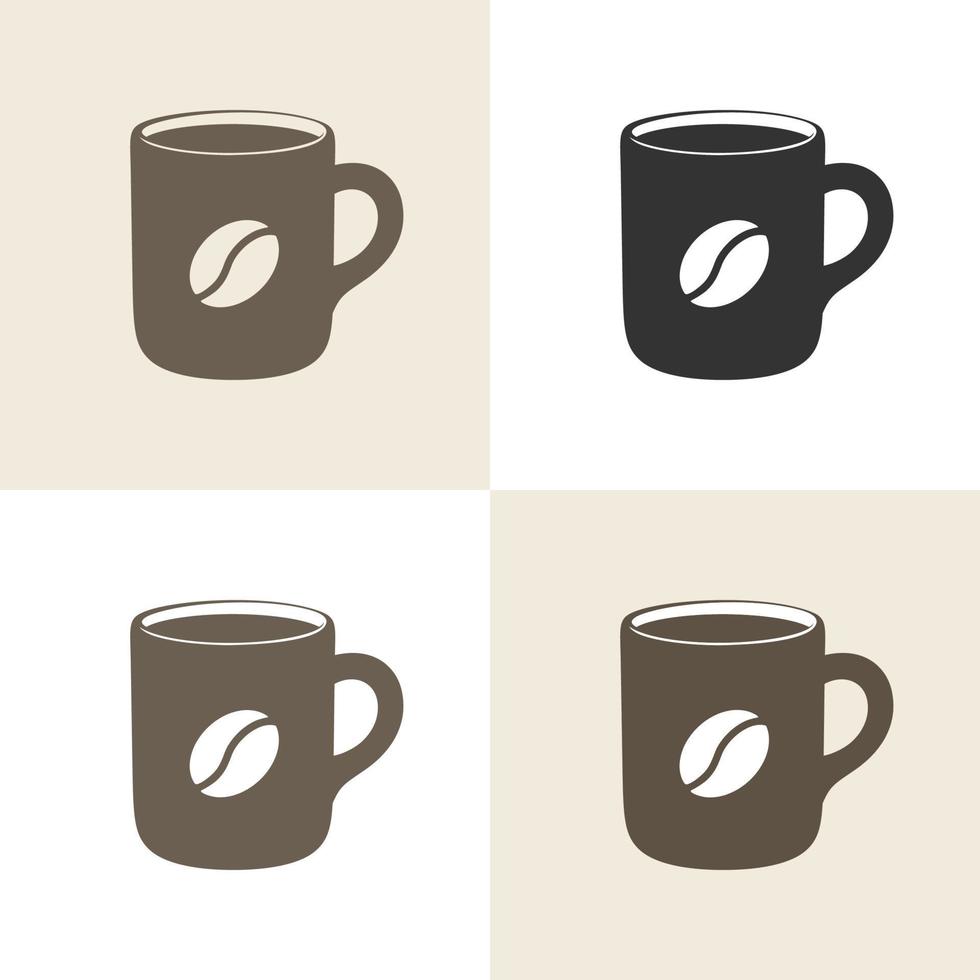 Marrone pieno caffè boccale vettore illustrazione multiplo stili impostare. semplice piatto minimo clip arte design. logo, cartello simbolo per bar negozio, caffeina attività commerciale, menù elemento, eccetera.