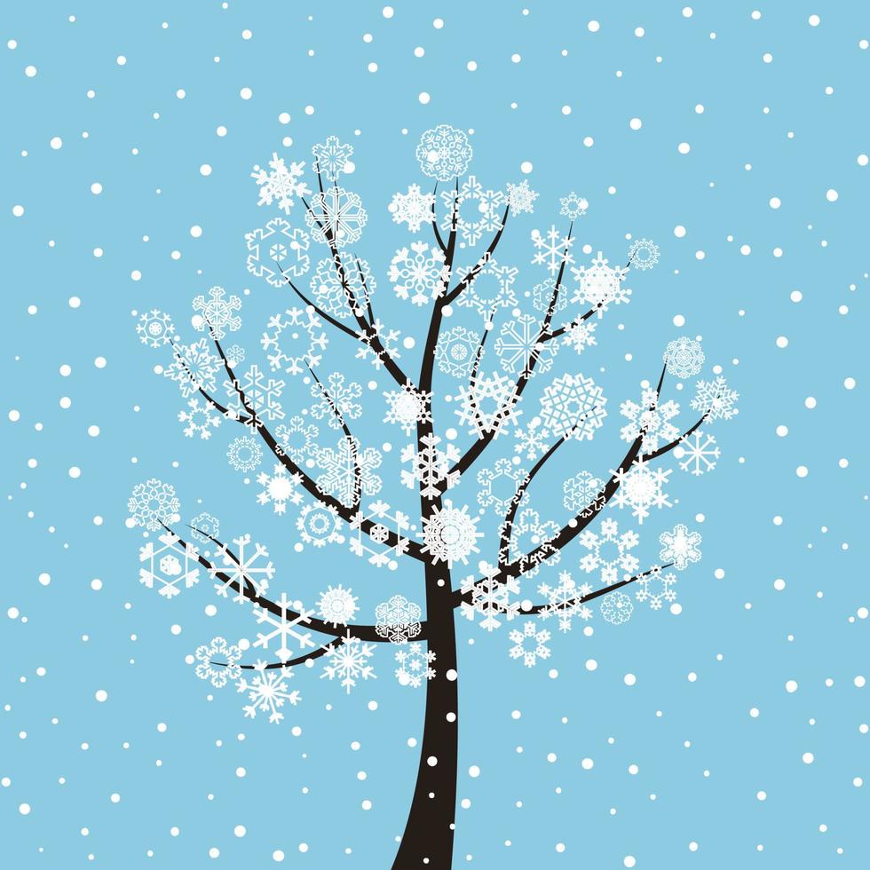 inverno albero su un' buio blu sfondo. un' vettore illustrazione