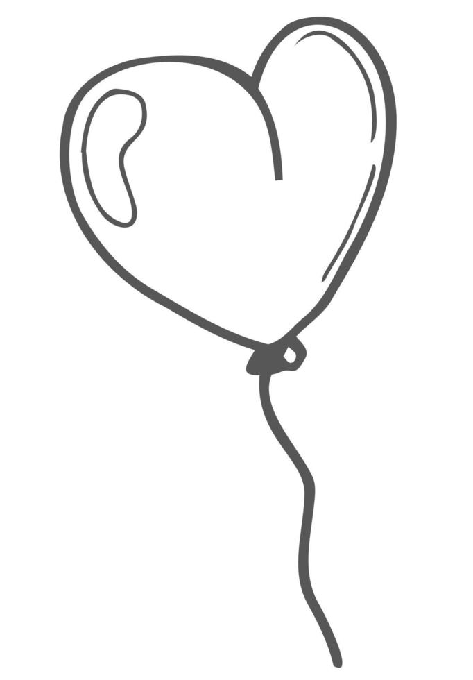 palloncini a forma di cuore carino isolati su sfondo bianco. illustrazione disegnata a mano di vettore in stile doodle. perfetto per disegni, biglietti, decorazioni, logo di San Valentino.