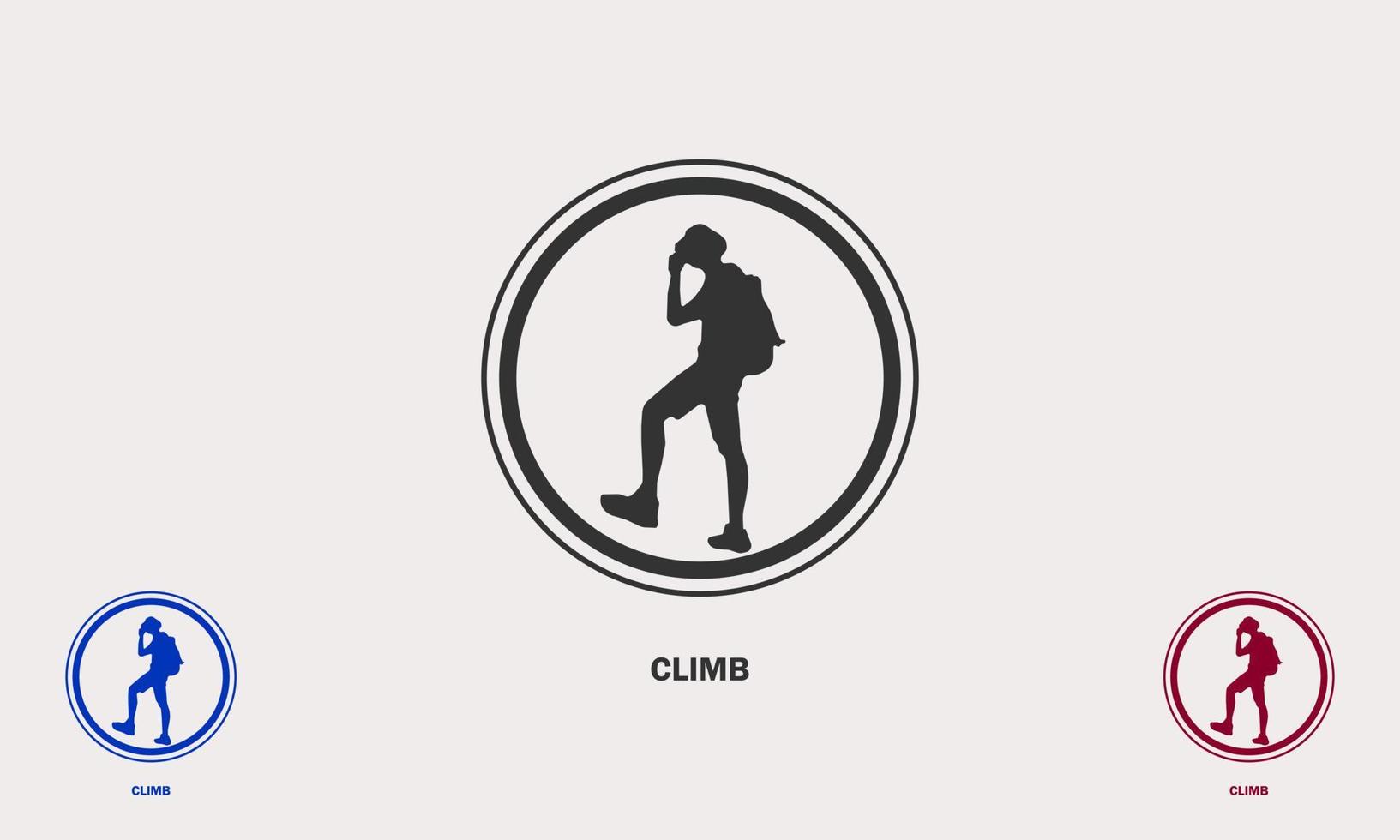 silhouette di persone andando su il montagna logo icona vettore