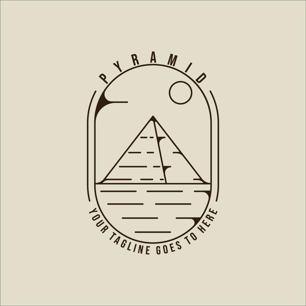 piramide logo linea arte vettore semplice illustrazione modello icona grafico design. Egitto destinazione cartello o simbolo per viaggio attività commerciale con distintivo tipografia minimalista concetto