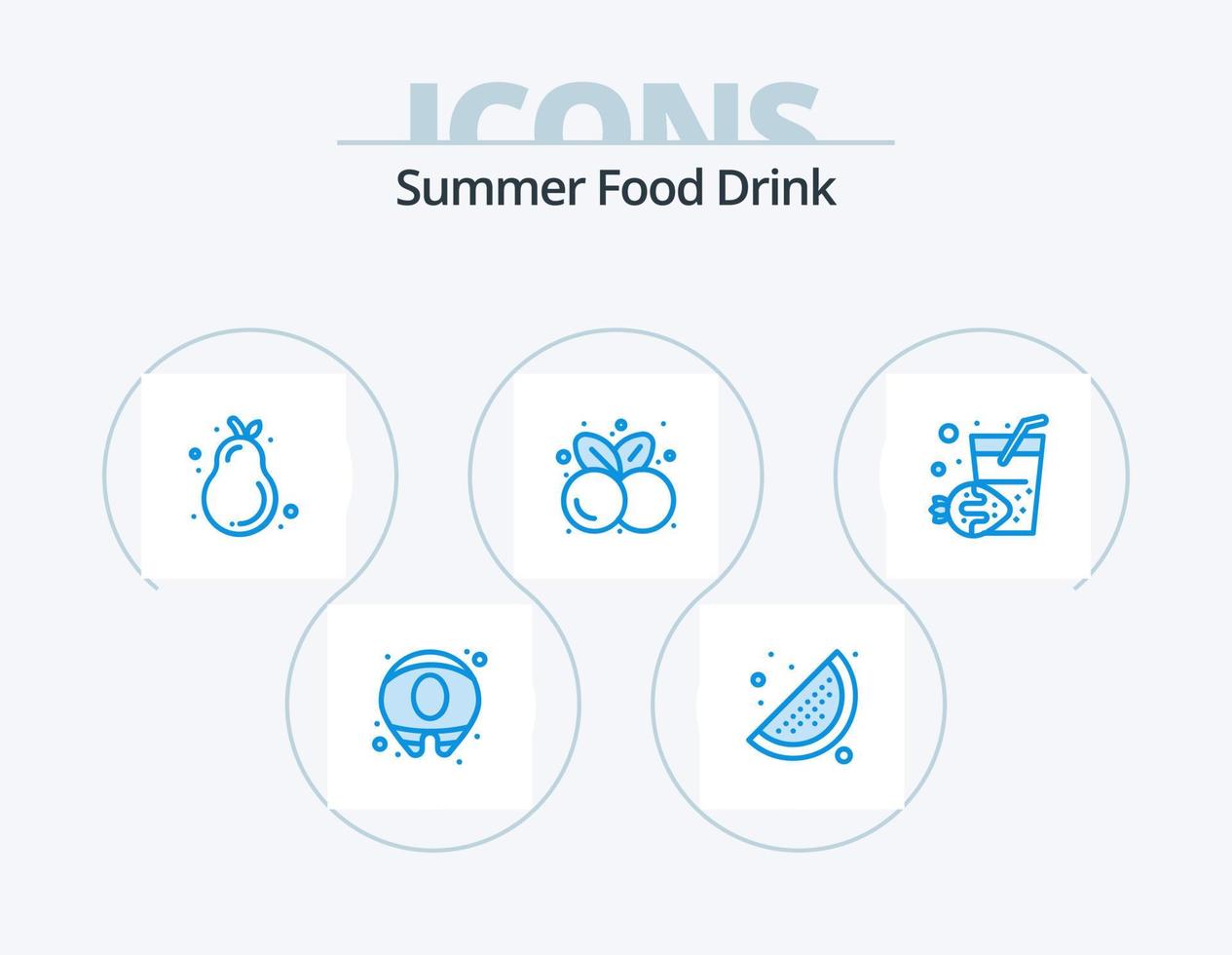 estate cibo bevanda blu icona imballare 5 icona design. estate. bere. Pera. estate. frutta vettore