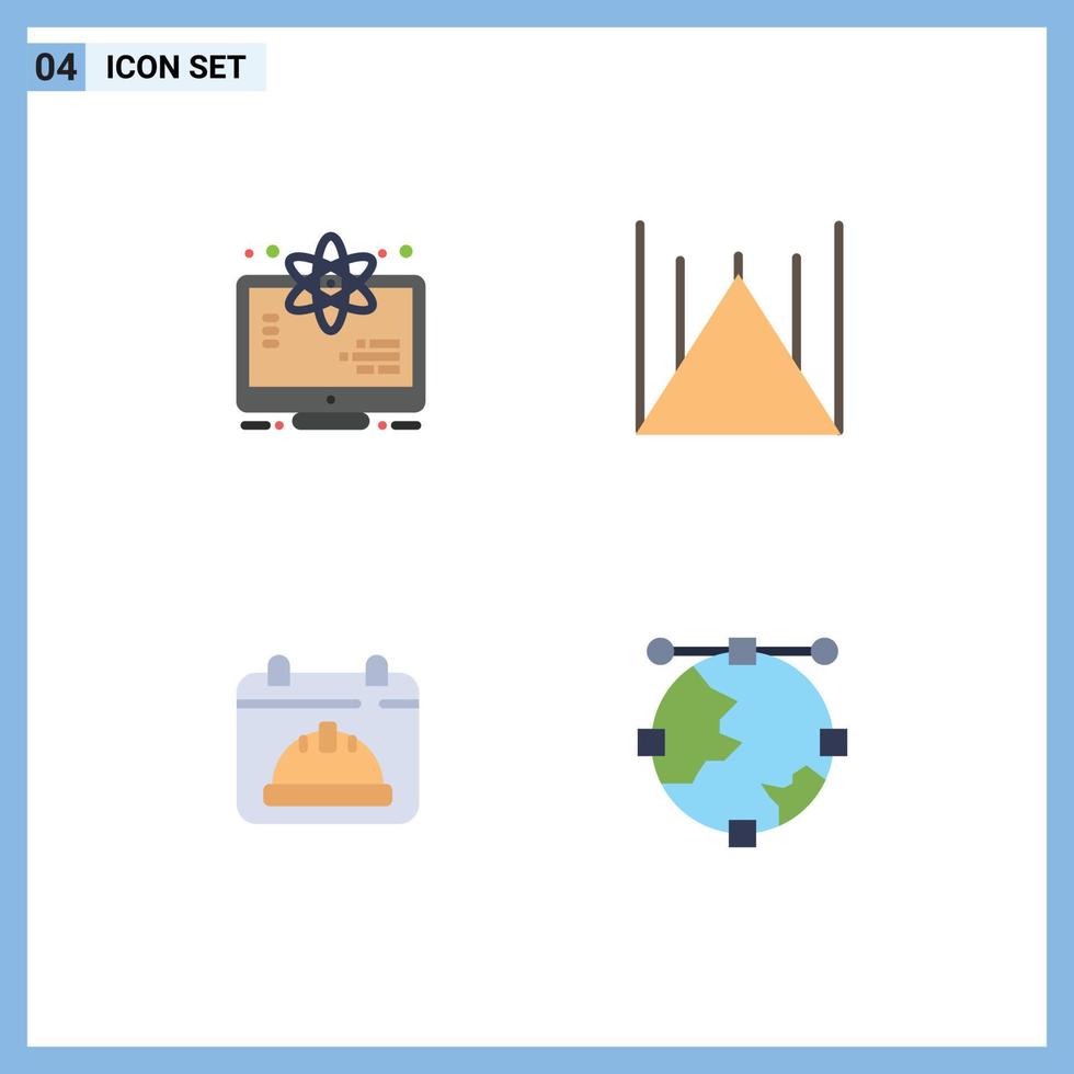universale icona simboli gruppo di 4 moderno piatto icone di atomo cappello spazio Pakistan Data modificabile vettore design elementi