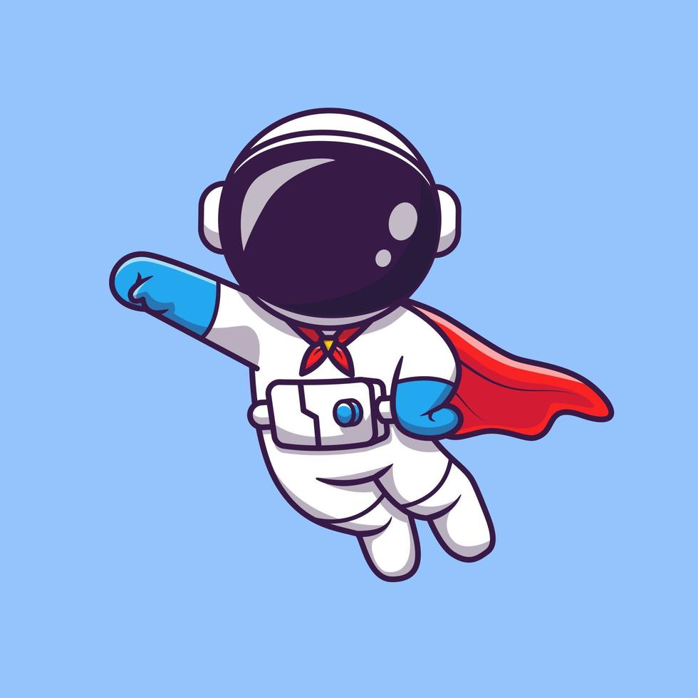 carino astronauta super eroe volante cartone animato vettore icona illustrazione. scienza tecnologia icona concetto isolato premio vettore. piatto cartone animato stile