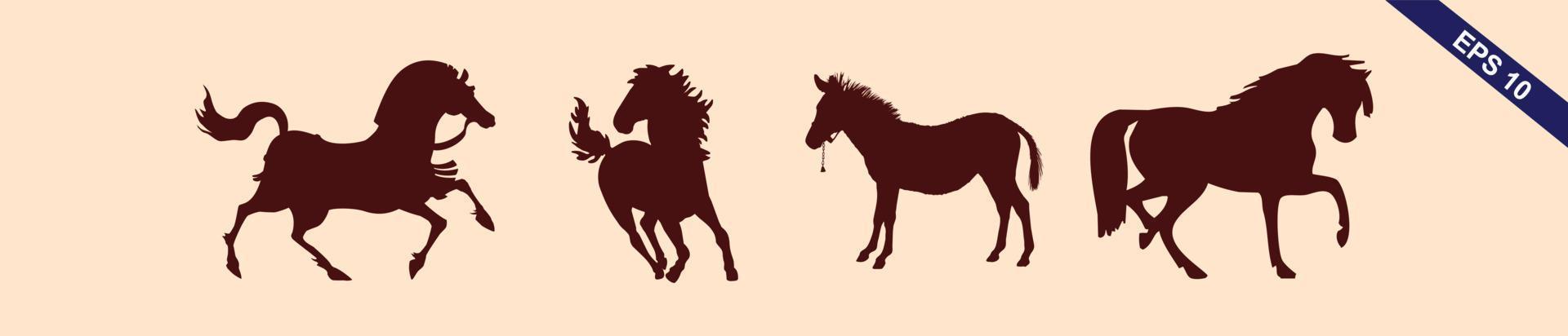 un' impostato di cavallo animale dettagliato silhouette grafica vettore