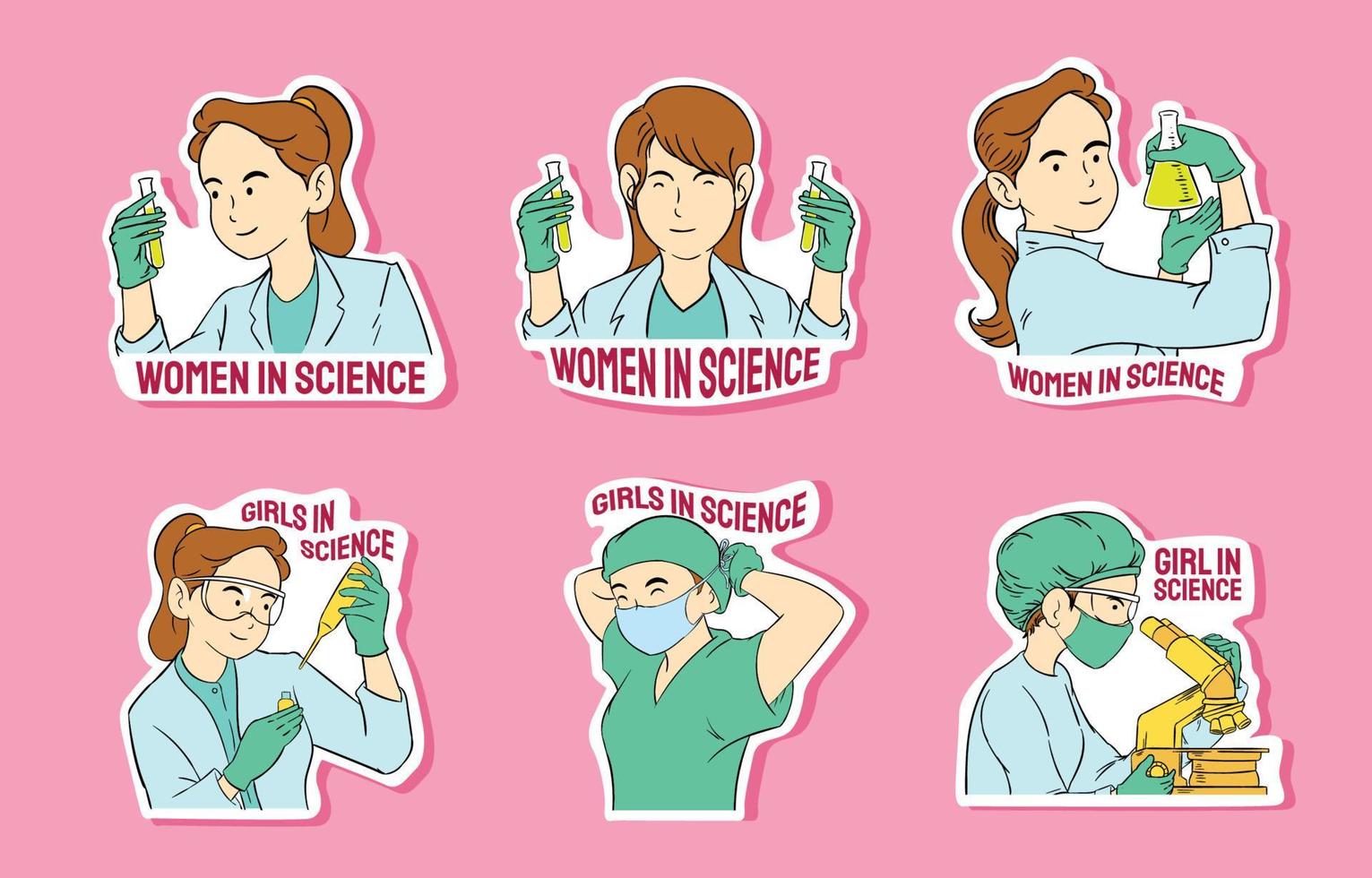 internazionale giorno di donne e ragazze nel scienza etichetta vettore