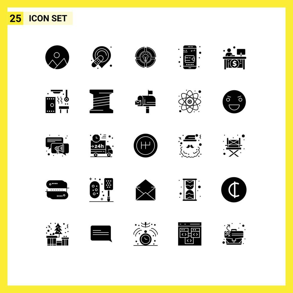 25 creativo icone moderno segni e simboli di finanza attività commerciale torta borsa mobile portafoglio modificabile vettore design elementi